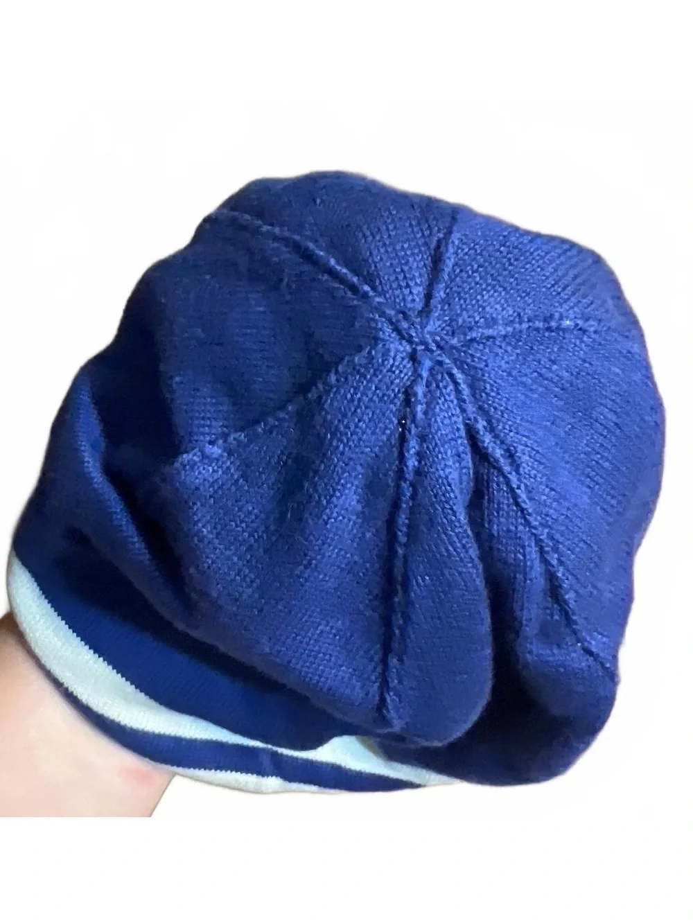 Ralph Lauren Rugby Blue & White Striped Beanie Hat Y2K